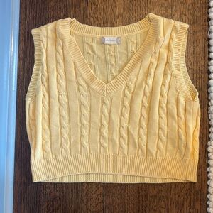 Altar'd State Yellow Cable Knit Sweater Vest